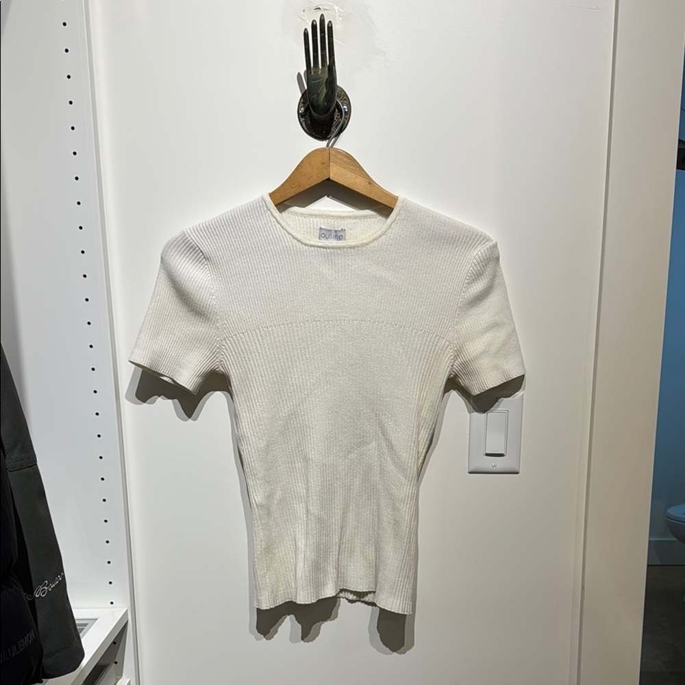 Outline Cream Ribbed Top